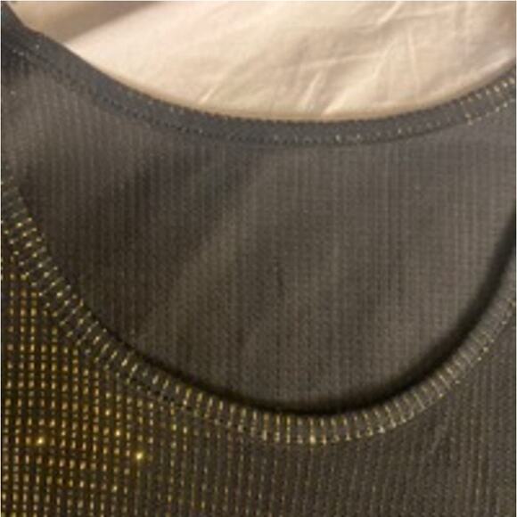 Black Metallic Mesh Tank Top Y2K Clubwear Sparkle Sleeveless M - Picture 4 of 6